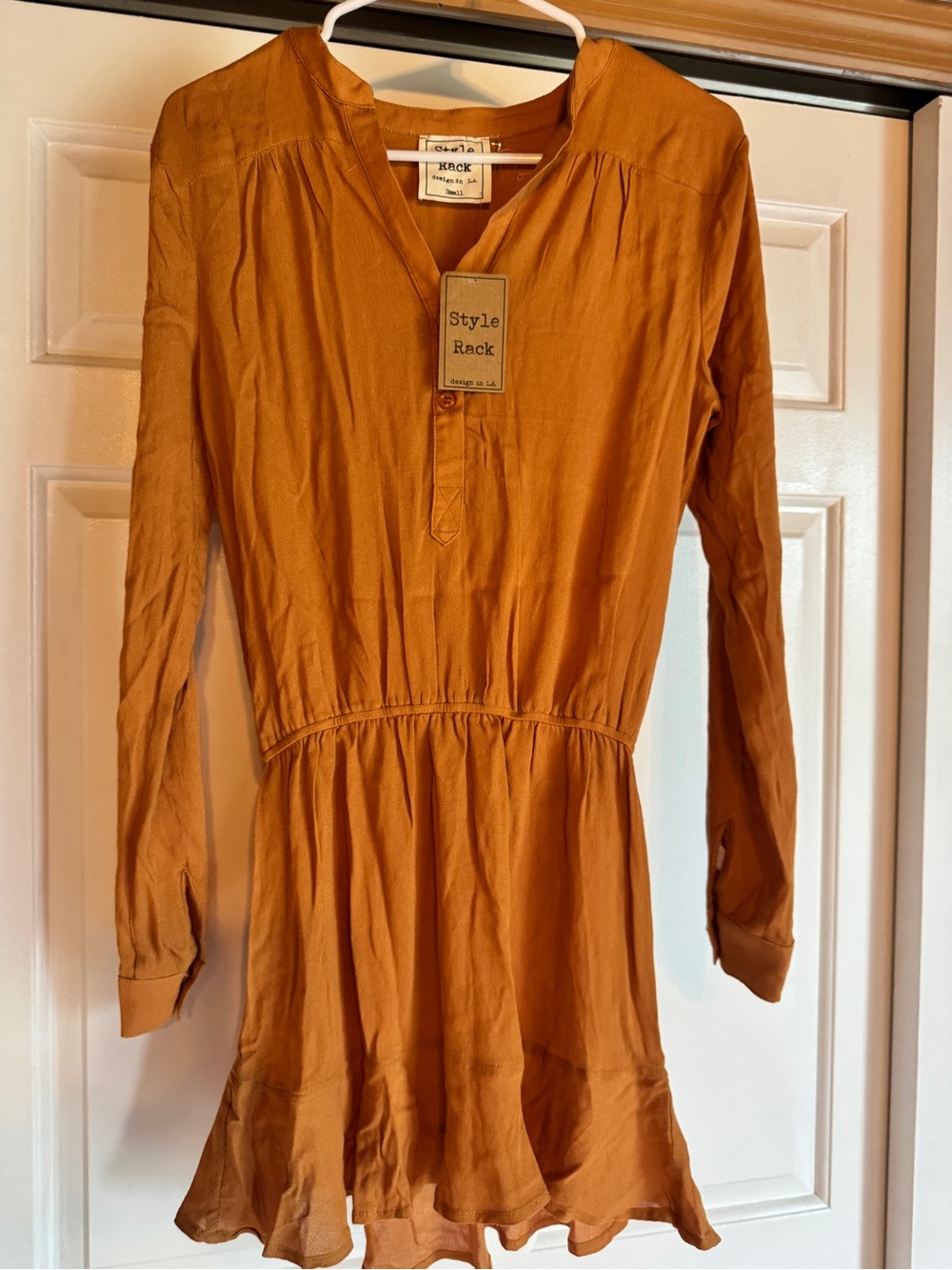 Style Rack Mustard Tunic Dress with Henley Neck
